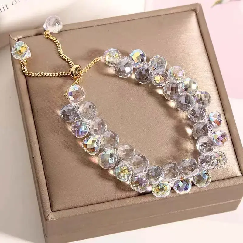 Fashion Brilliant Purple Crystal Bracelet for Women Girls Children Exquisite Zircon Handmade Beads Charm Bracelets Jewelry Gift
