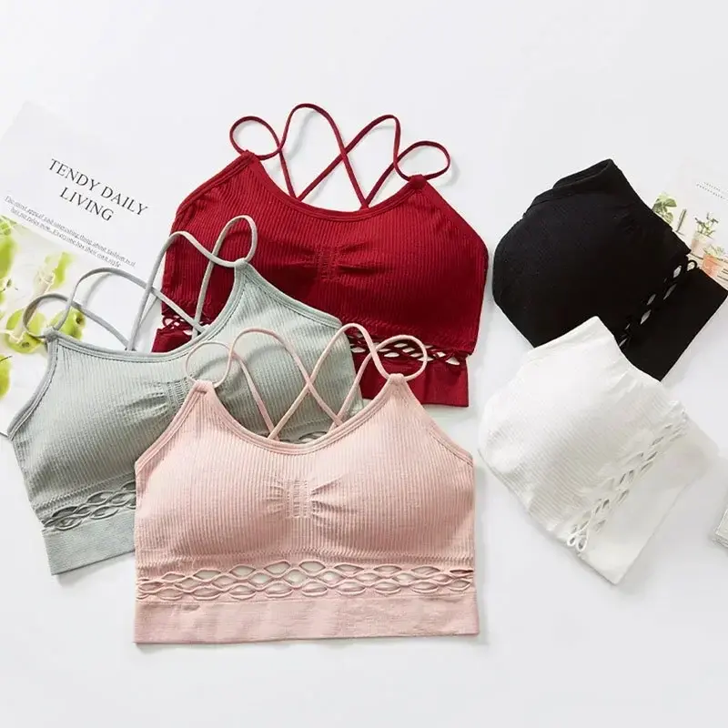 Hot Sales Tube Top Woman Bra Sexy Lingerie Female Fitness Top Cross Strap Seamless Underwear Active Bra Women's Intimates