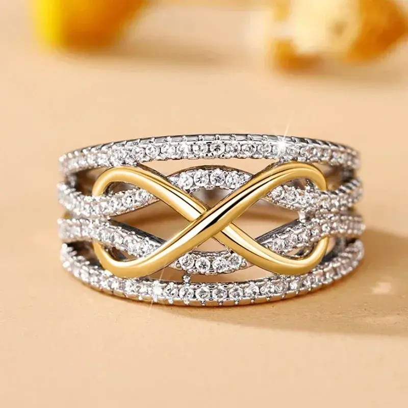 Fashion Infinite Love Rings for Women Full Bling Iced Out Cubic Zirconia Wedding Engagement Rings Trendy Luxury Jewelry Anillos