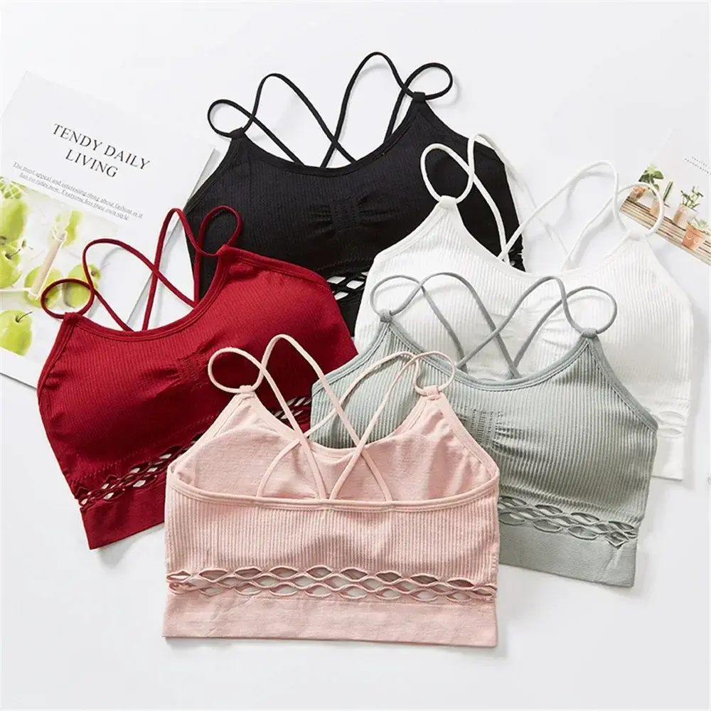 Hot Sales Tube Top Woman Bra Sexy Lingerie Female Fitness Top Cross Strap Seamless Underwear Active Bra Women's Intimates
