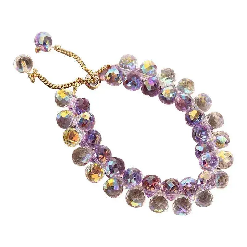 Fashion Brilliant Purple Crystal Bracelet for Women Girls Children Exquisite Zircon Handmade Beads Charm Bracelets Jewelry Gift