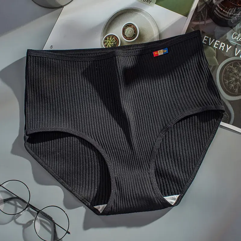 New Cotton Breathable Panties for Women's Underwear Large Size Solid Color Briefs High Waist Seamless Underpants Female Lingerie