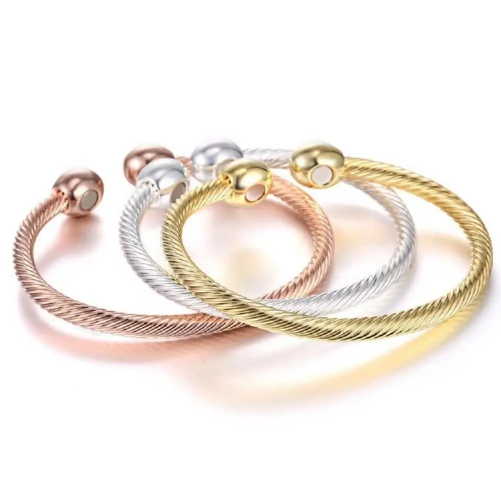 New Treatment of Health Energy Open Bracelet Arthritis Pain Relief Twisted Retro Treatment Magnetic Bracelet for Women and Men