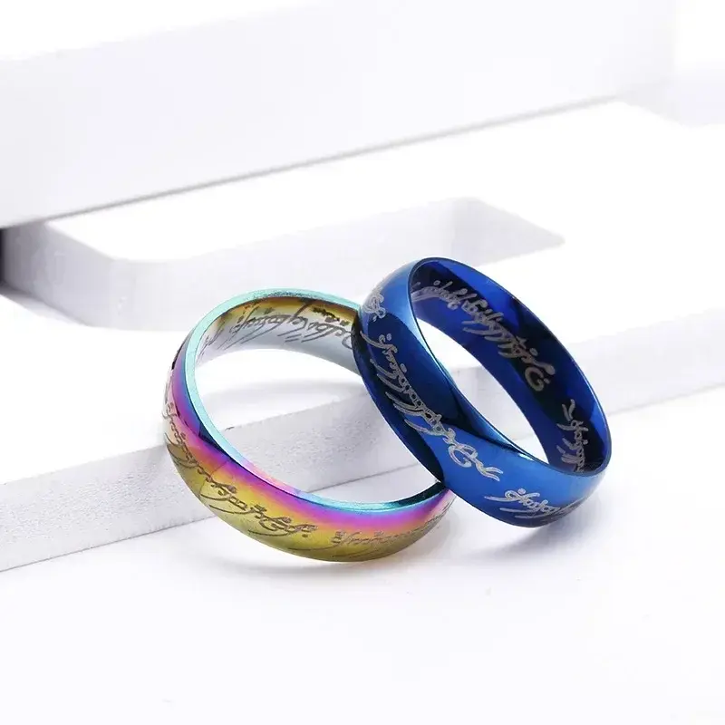 New Lord of The Finger Rings Movie with The Same Inside and Outside 3D Engraving Spanish Sanskrit Ring