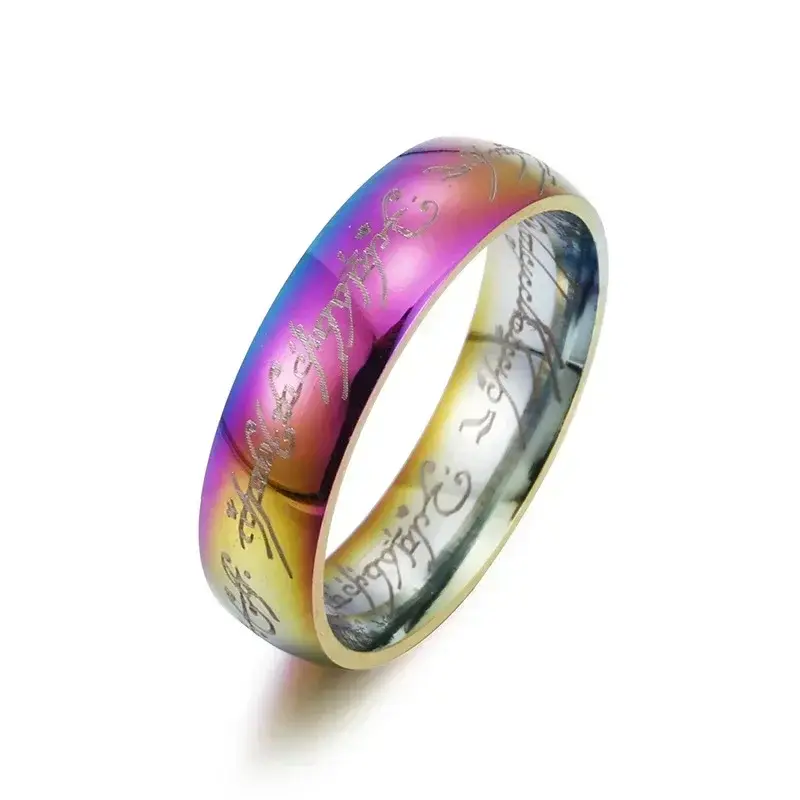 New Lord of The Finger Rings Movie with The Same Inside and Outside 3D Engraving Spanish Sanskrit Ring