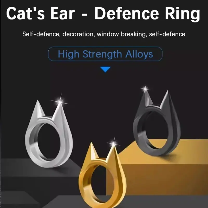 New Outdoor Equipment Men Women Defend Yourself Finger Tiger Wolfproof Weapon Ring Trigger Finger Cat Earring Finger Wind