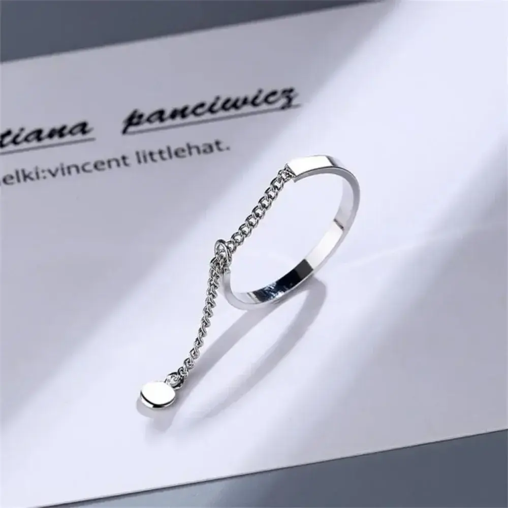 Adjustable Ring Fashionable and Versatile Electroplating Process Sterling Silver Shiny Chain Ring Popular Accessories Durable
