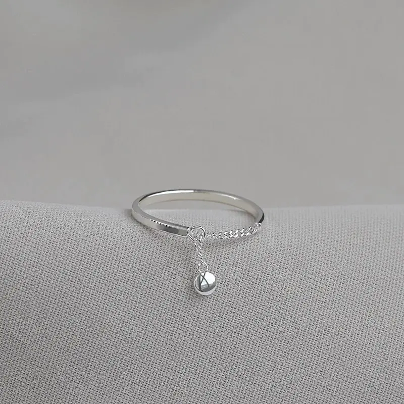 Adjustable Ring Fashionable and Versatile Electroplating Process Sterling Silver Shiny Chain Ring Popular Accessories Durable