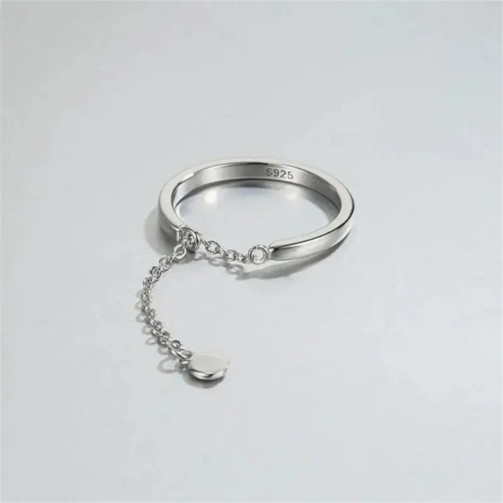 Adjustable Ring Fashionable and Versatile Electroplating Process Sterling Silver Shiny Chain Ring Popular Accessories Durable