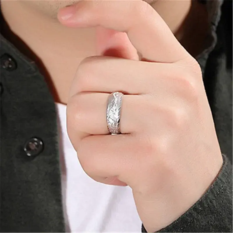 New Gold Ring for Man Luxury Engraving Dragon Adjustable Ring Fashion Jewelry Male Two Color Yellow/White Gold Finger Ring Gift