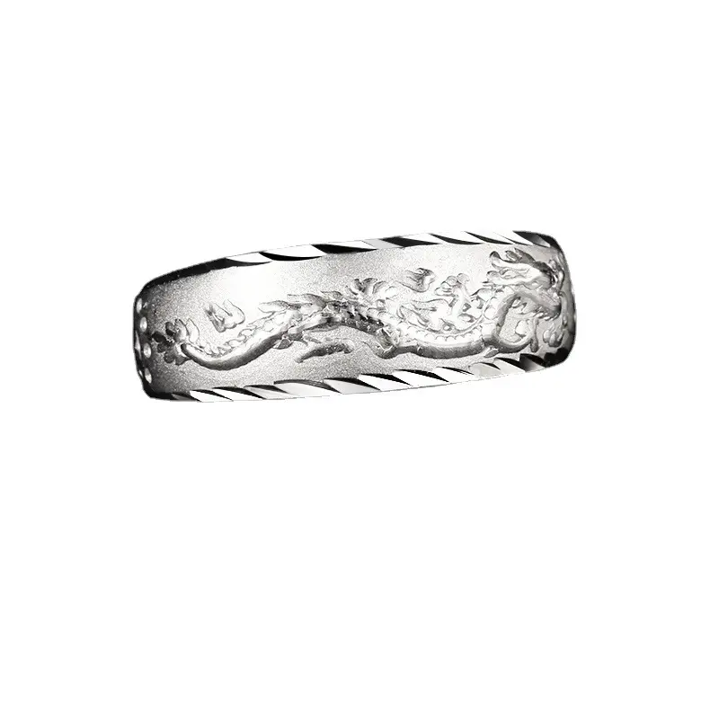 New Gold Ring for Man Luxury Engraving Dragon Adjustable Ring Fashion Jewelry Male Two Color Yellow/White Gold Finger Ring Gift