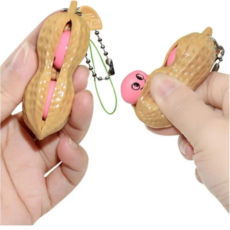 Fidget Toys Key Chains Pack Decompression Edamame Squishy Squeeze Peanut Peas Beans Keychain Stress Relief Adult Toy Keychain