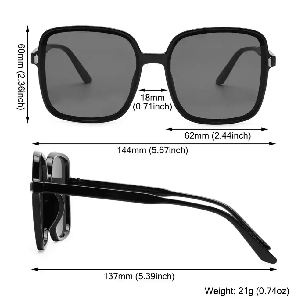High-quality Fashion Square Oversized Sunglasses Women Vintage Big Frame UV Protection Sun Glasses Shades Ladies UV400 Eyewear