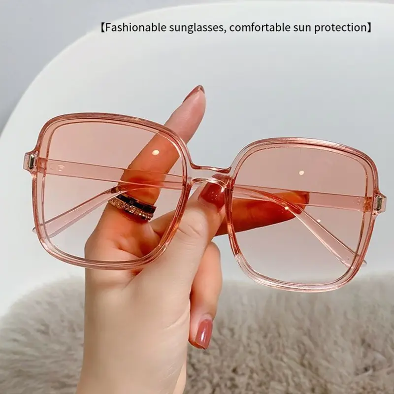 High-quality Fashion Square Oversized Sunglasses Women Vintage Big Frame UV Protection Sun Glasses Shades Ladies UV400 Eyewear