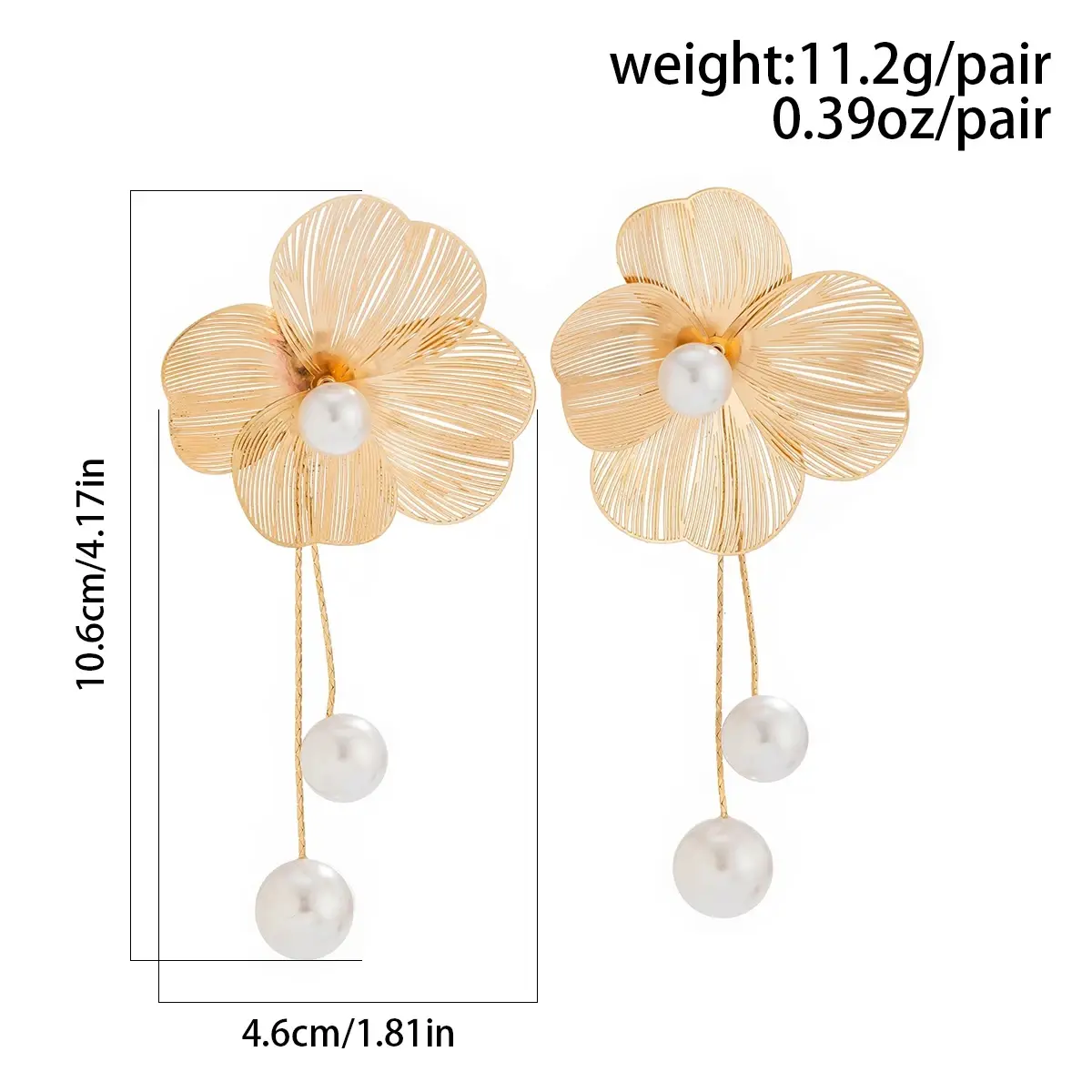 New Romantic Flower Petal Long Tassel Drop Earrings for Women Trend Imitation Pearl Hanging Piercing Earrings Wed Jewelry Gift