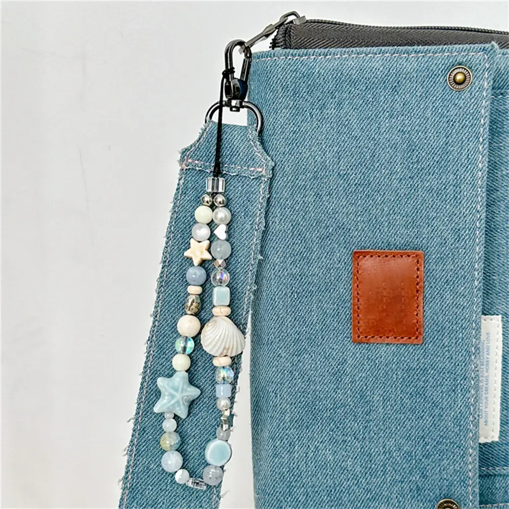 INS Star Seashell Beaded Cute Charm Chain Phone Lanyard Keychain Woman Girl Bag Pendant for Mobile Phone Pendant, Key Pendant