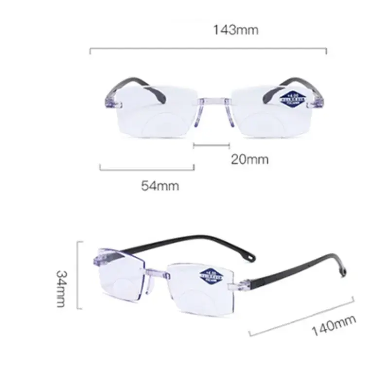 Ultra-light Men's and Women's Frameless Reading Glasses Anti-blue Radiation Computer Presbyopia Reading Glasses