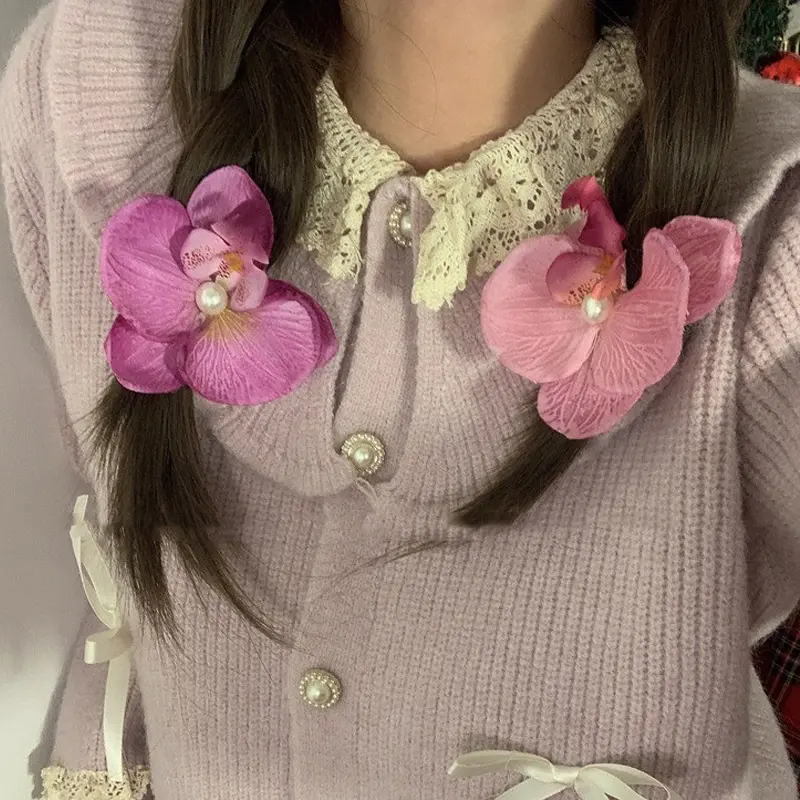 Phalaenopsis Pearl Hair Clip Orchid Butterfly Hair Clip Duckbill Clip Accessories Bow Flower Hair Clips Hairs Styling Tools