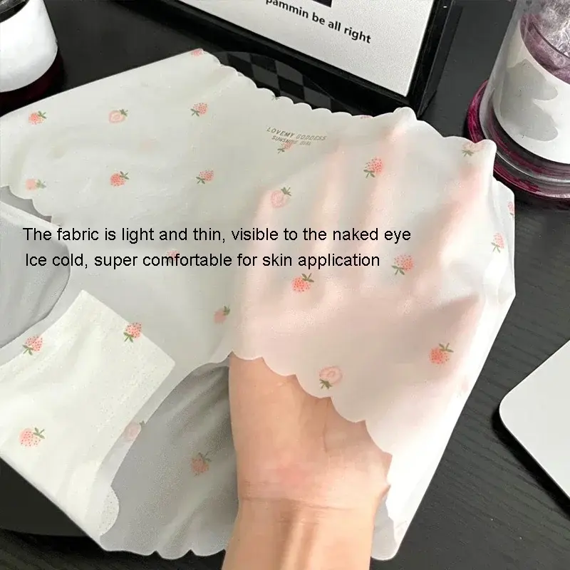 Fashion Cute Ice Silk Seamless Sexy Panties Summer Ultra-thin Breathable Briefs Strawberry Print Women Soft Lingerie Underpants