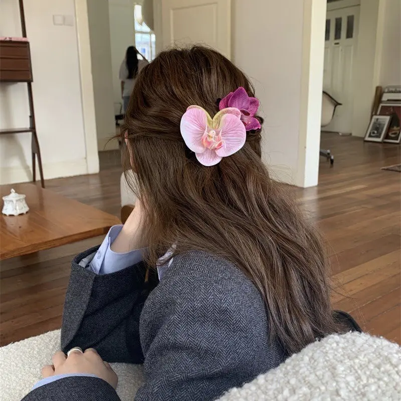 Phalaenopsis Pearl Hair Clip Orchid Butterfly Hair Clip Duckbill Clip Accessories Bow Flower Hair Clips Hairs Styling Tools