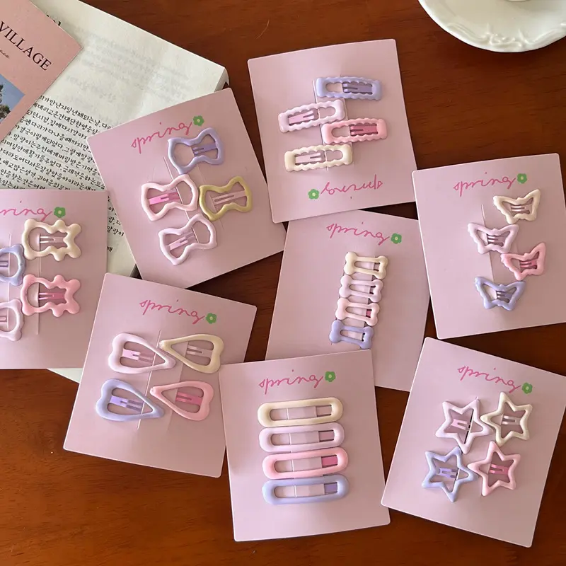4pcs/set Cute Colorful Geometric Fashion Hair Clips Girls Hair Decoration Hairpins Barrettes Children Lovely Hair Accessories