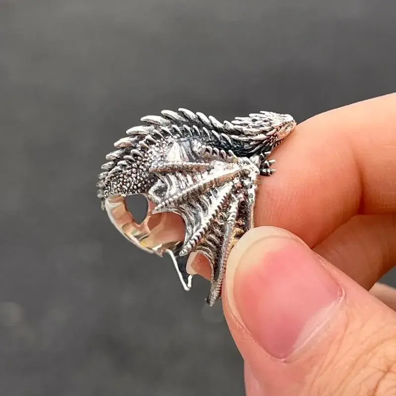 Fashion Retro Dragon Adjustable Rings Gothic Punk Pterosaur Wings Opening Adjustable Rings Vintage Jewelry Accessories Gifts