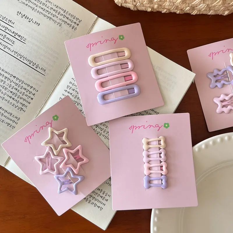 4pcs/set Cute Colorful Geometric Fashion Hair Clips Girls Hair Decoration Hairpins Barrettes Children Lovely Hair Accessories