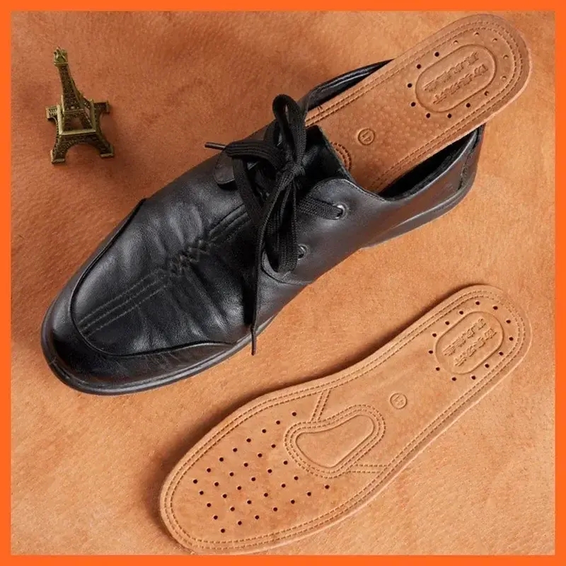 1 Pair Cowhide Insoles for Shoes Men Comfortable Deodorant Casual Leather Insole Feet Quality Genuine Leather Flats Shoe Sole