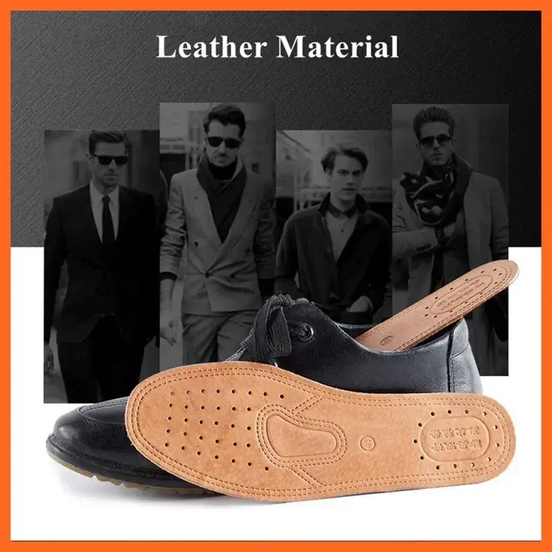 1 Pair Cowhide Insoles for Shoes Men Comfortable Deodorant Casual Leather Insole Feet Quality Genuine Leather Flats Shoe Sole
