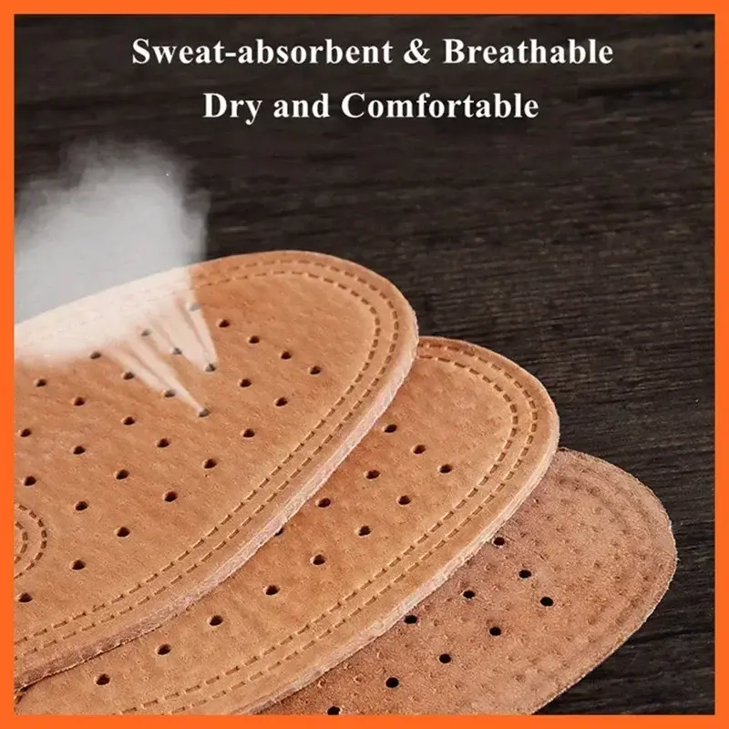 1 Pair Cowhide Insoles for Shoes Men Comfortable Deodorant Casual Leather Insole Feet Quality Genuine Leather Flats Shoe Sole