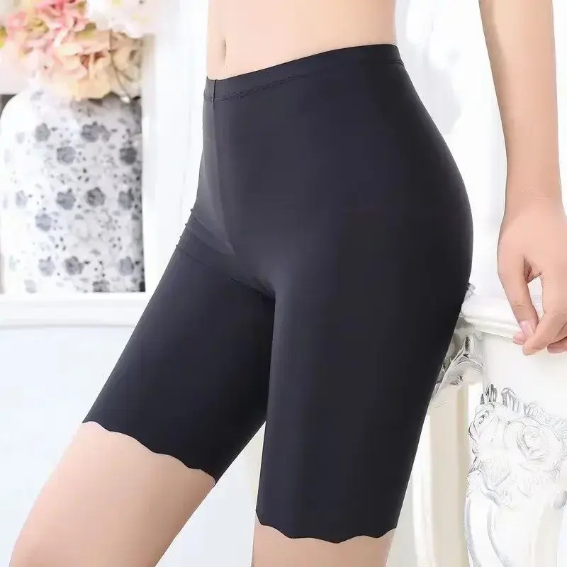 Seamless Ice Silk Safety Shorts Women Summer High Waist Boyshorts Underpants Plus Size Anti Rub Thigh Underskirt Safety Pants