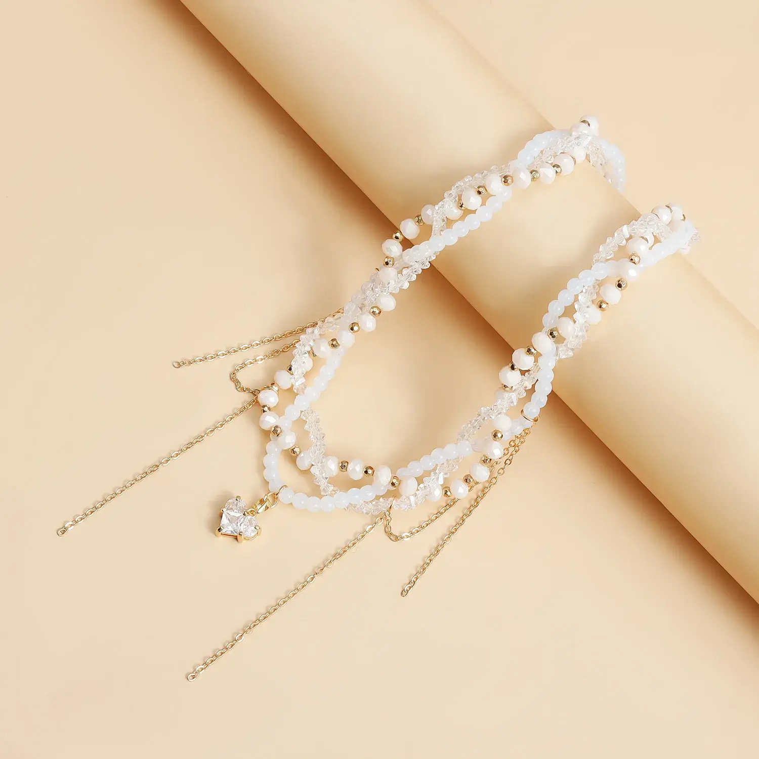 Ins Multi-layer Imitation Pearls Multilayer Tassels Necklace Cool Cross Star Crystal Tassels Chokers Necklace Chain Jewelry
