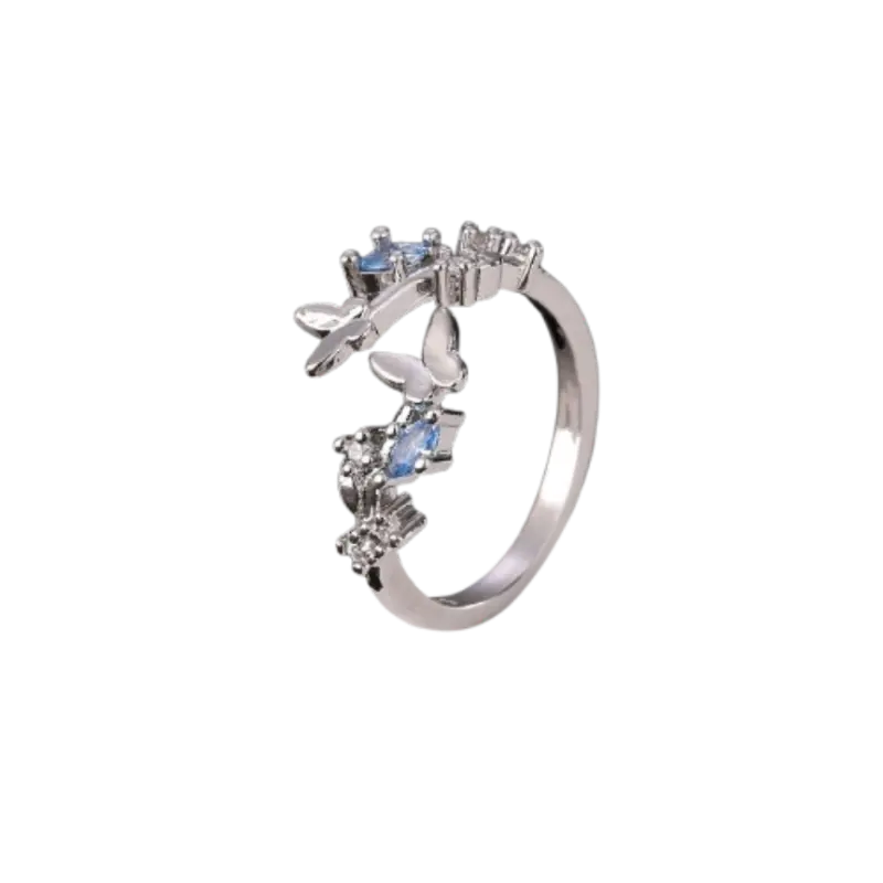 Dream Butterfly Fashion Women's Ring Light Luxury Fashion Open Ring Wedding Party Trendy Jewelry Gift Girlfriend