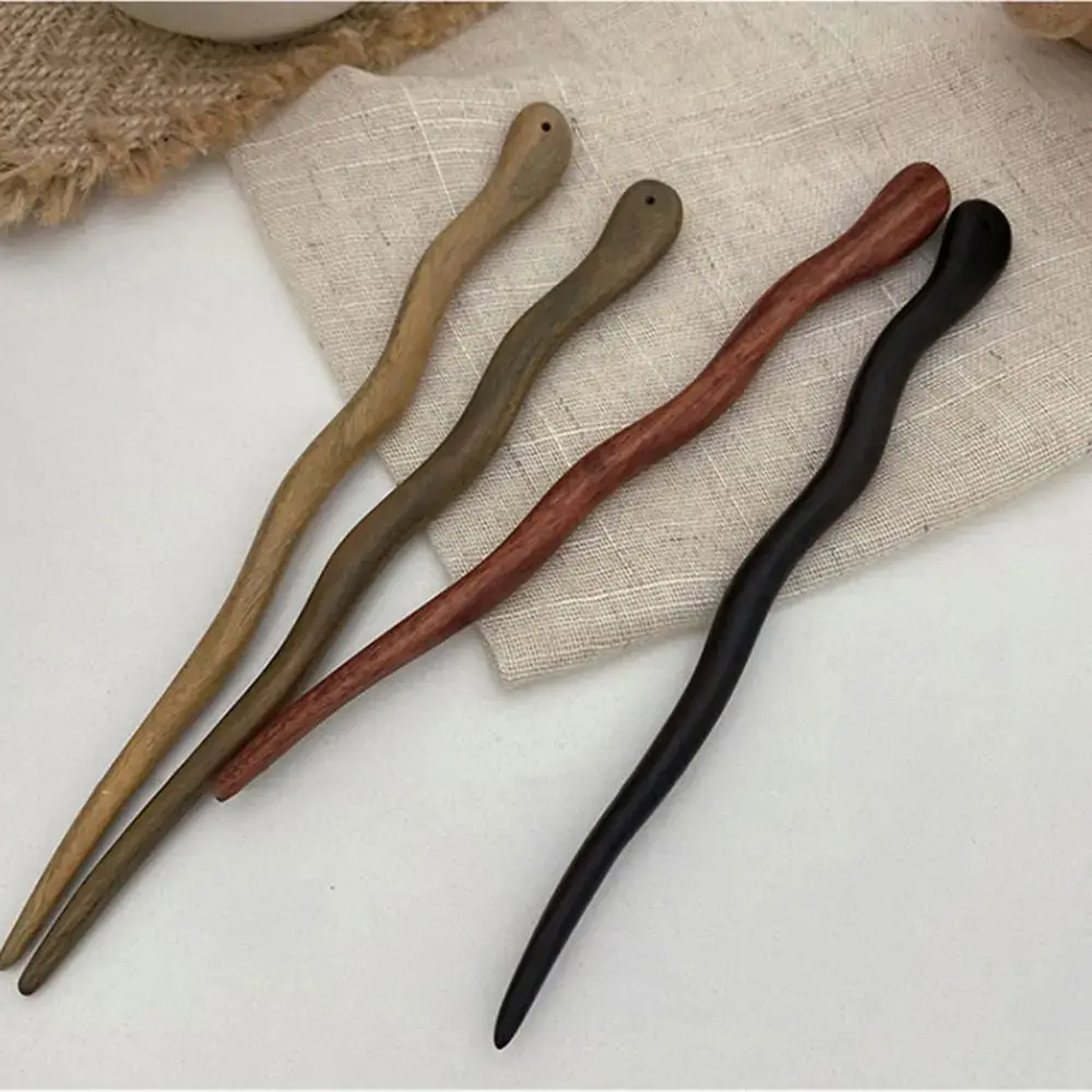 Chinese Style Elegant Wood Hair Stick Women Girl Hairpins Simple Hair Fork Vintage Cheongsam Headwear Hair Accessories Hairpin