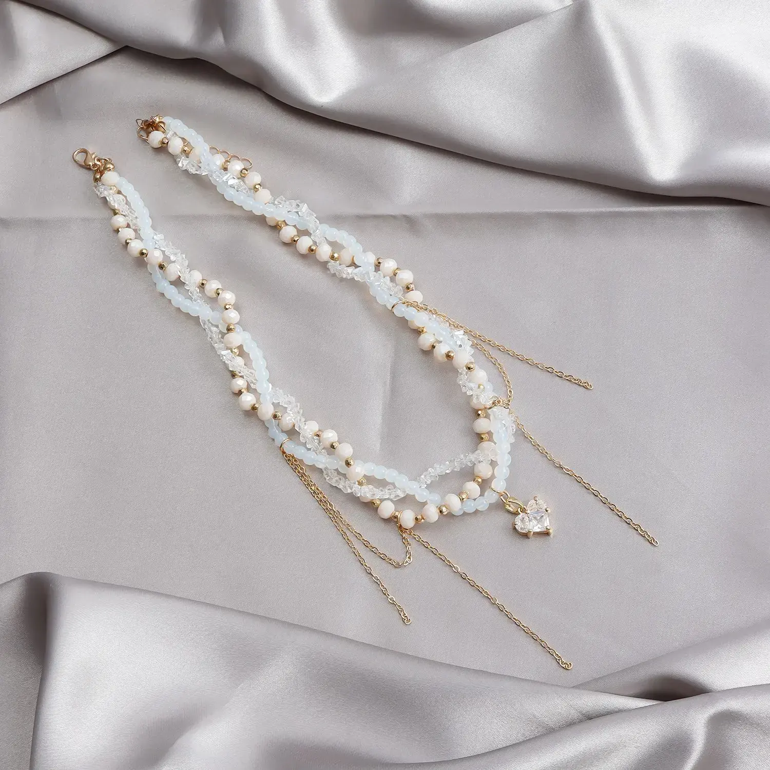 Ins Multi-layer Imitation Pearls Multilayer Tassels Necklace Cool Cross Star Crystal Tassels Chokers Necklace Chain Jewelry