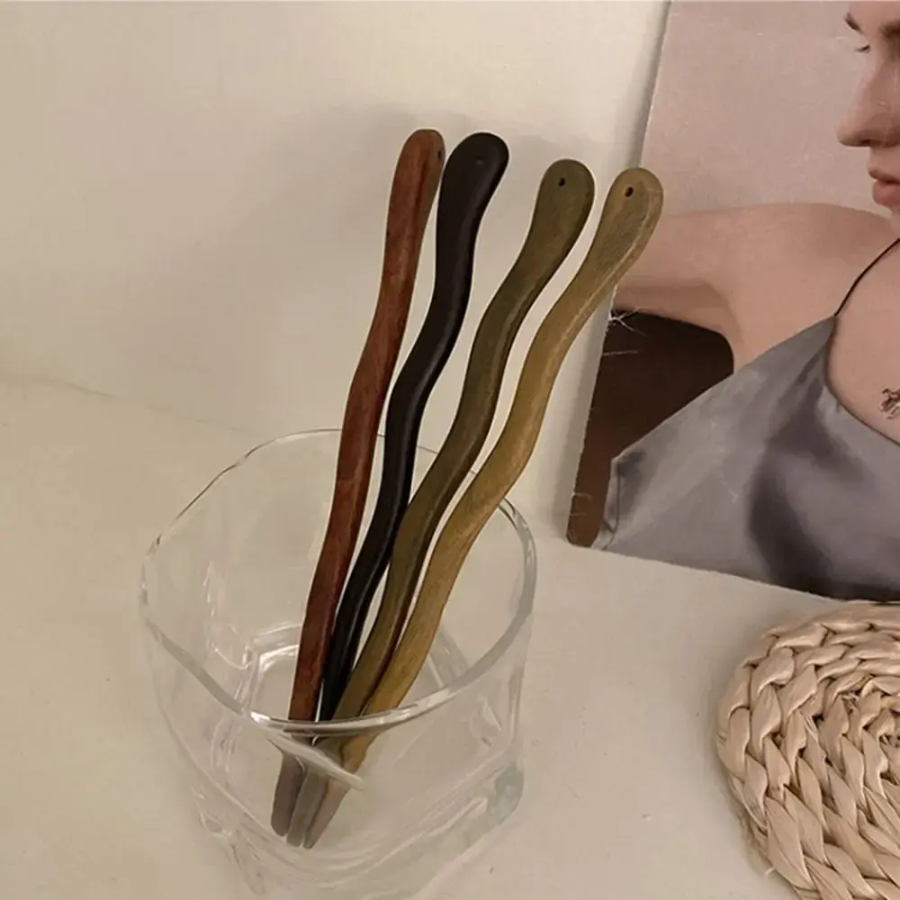 Chinese Style Elegant Wood Hair Stick Women Girl Hairpins Simple Hair Fork Vintage Cheongsam Headwear Hair Accessories Hairpin