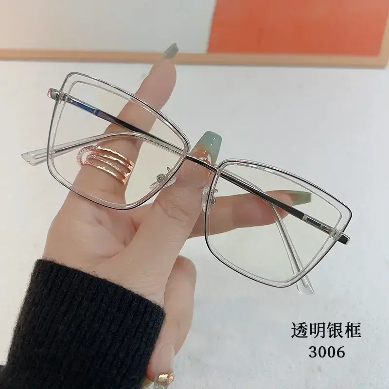 New Korean Women Fashionable Oversized Eyeglasses Frame Anti Blue Light Glasses Myopia Glasses Frame Flat Lens Men Wholesale