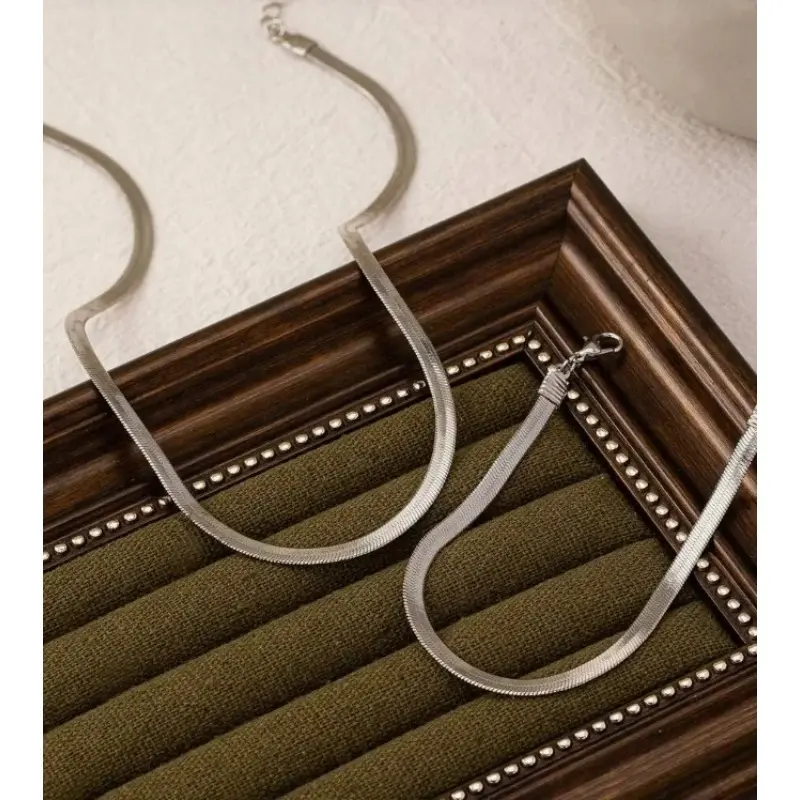 New Fashion Stainless Steel Snake Bone Chain Necklace Hip Hop Chic Women Simple Style Necklace Bracelet Sets Jewelry Sets 팔찌