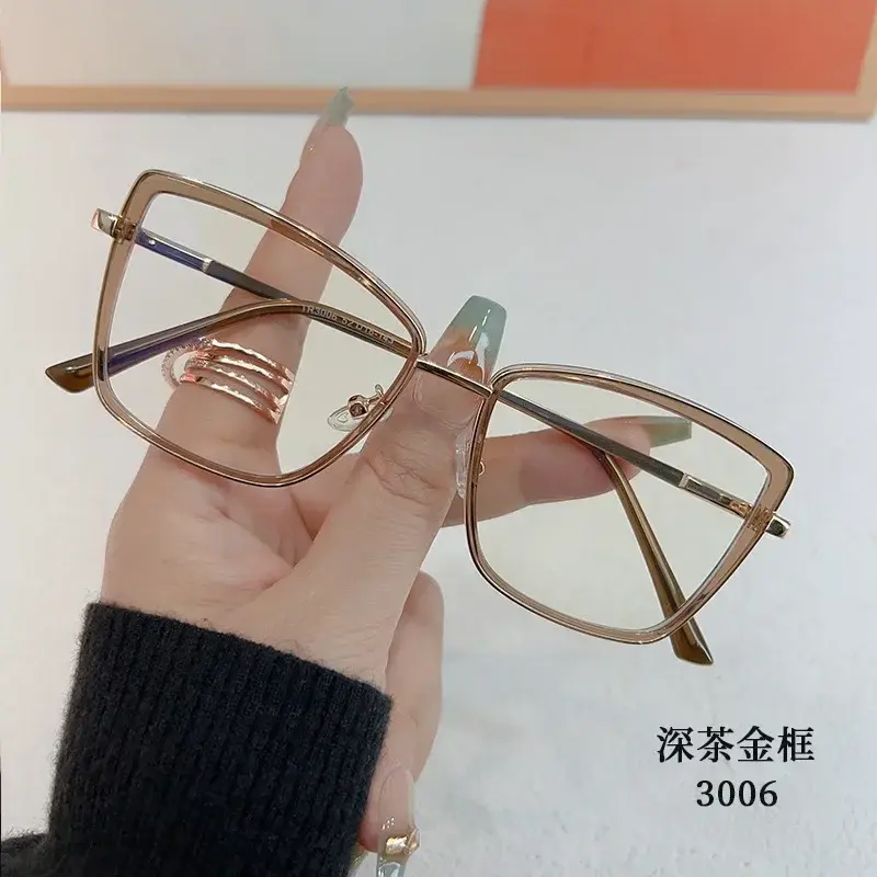 New Korean Women Fashionable Oversized Eyeglasses Frame Anti Blue Light Glasses Myopia Glasses Frame Flat Lens Men Wholesale