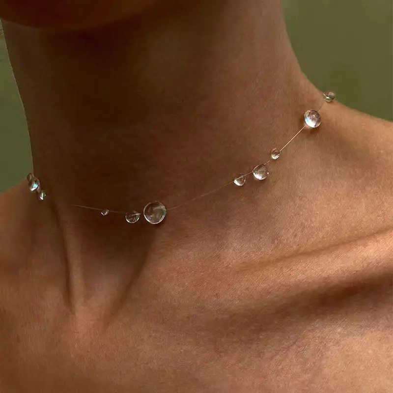 Fashion Handmade Water Drop Necklace Raindrop Earring Resin Ice-Clear Dewdrop Jewelry Luxury Women's Elegant Banquet Accessories