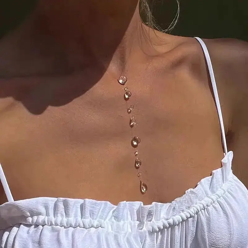 Fashion Handmade Water Drop Necklace Raindrop Earring Resin Ice-Clear Dewdrop Jewelry Luxury Women's Elegant Banquet Accessories