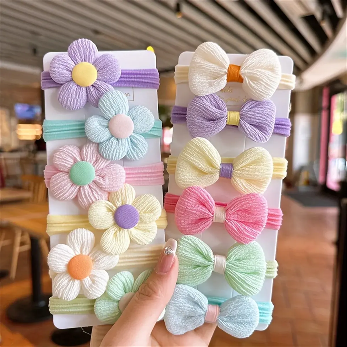 Set Cut Hair Ties Sweet Flower Bow Girls Women Elastic No Harm To Hair Bands Hair Accessories Headwear Ponytail Rubber Band