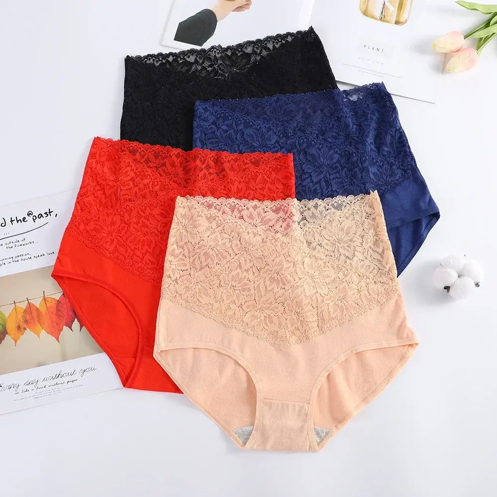 High Waist Lace Cotton Panties Comfortable Tummy Briefs Sexy Female Underwear Women Underwear Lingerie for Women Panties Sexy