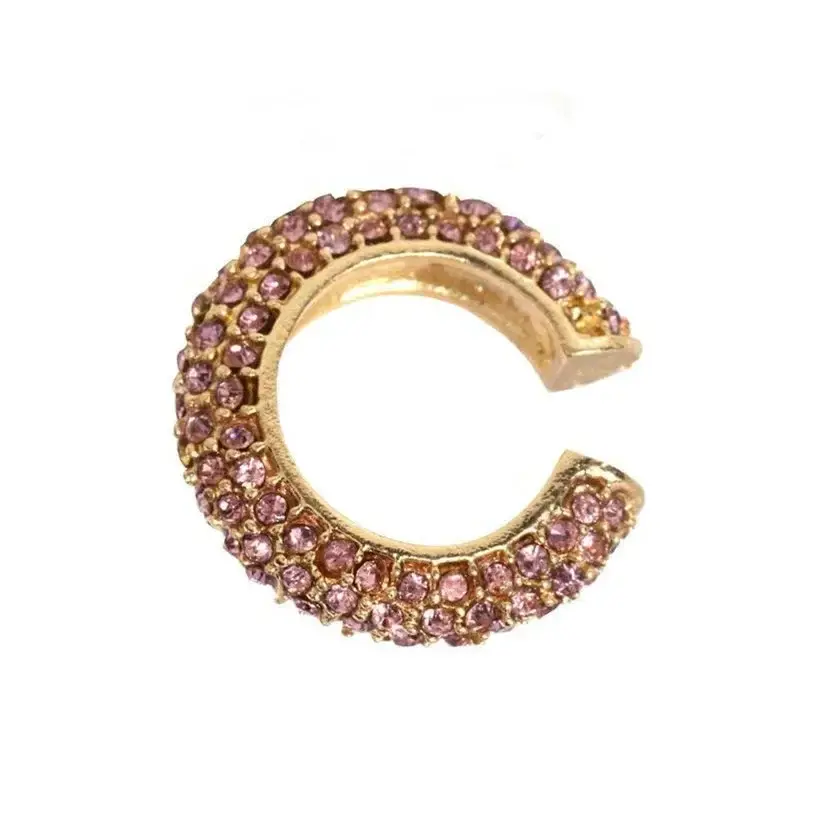 Bohemia C Crystal Earrings Ear Cuff for Women Stackable C Shaped Rhinestone Ear Cuffs Clip on Earring Gold Color
