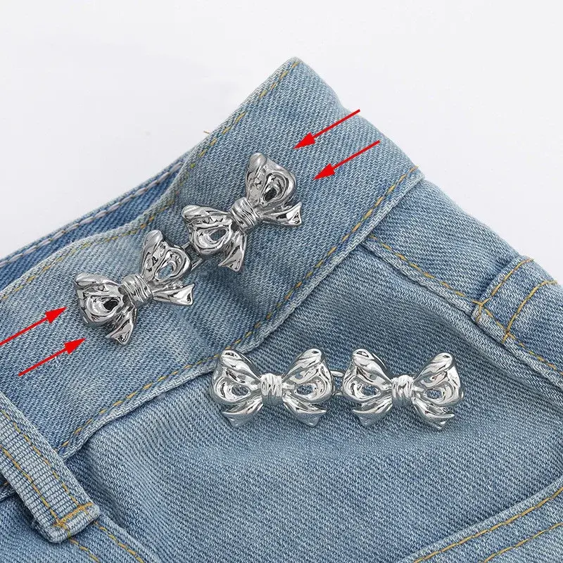 Bowknot Button Adjuster for Pants Skirts Waist Tightener Adjustable Waist Buckle for Jeans No Sewing Required Clothing Supplies