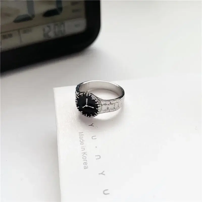Unisex Vintage Fashion Watch Style Design Rings Women's Retro Dial Ring Men's Personalized Cold Wind Index Finger Ring