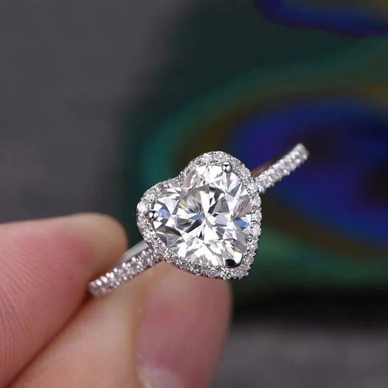 New Fashionable and Simple Love Zircon Ring for Women's Wedding Engagement Ring Exquisite Festival Gift