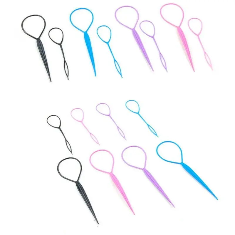 2/3/4pcs Fashion Ponytail Creator Plastic Loop Styling Tools Pony Topsy Tail Clip Hair Braid Maker Styling Tool for Women Girl