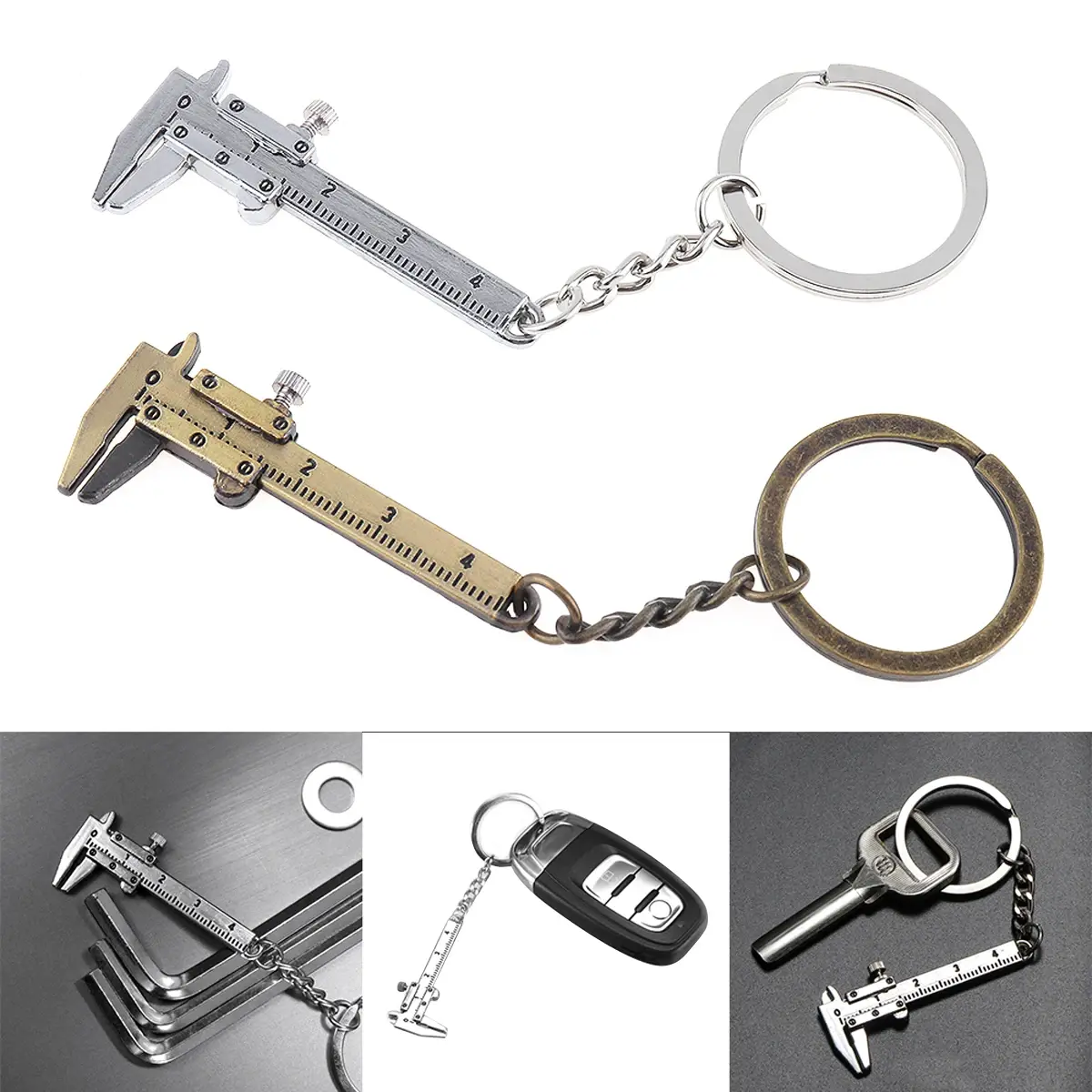 40mm Metal Portable Mini Vernier Caliper with Chain Keychain and 1mm Accuracy Measurement Vernier Caliper Accessories Key Chain