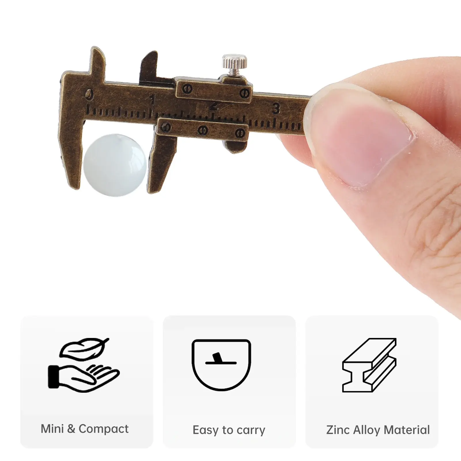 40mm Metal Portable Mini Vernier Caliper with Chain Keychain and 1mm Accuracy Measurement Vernier Caliper Accessories Key Chain